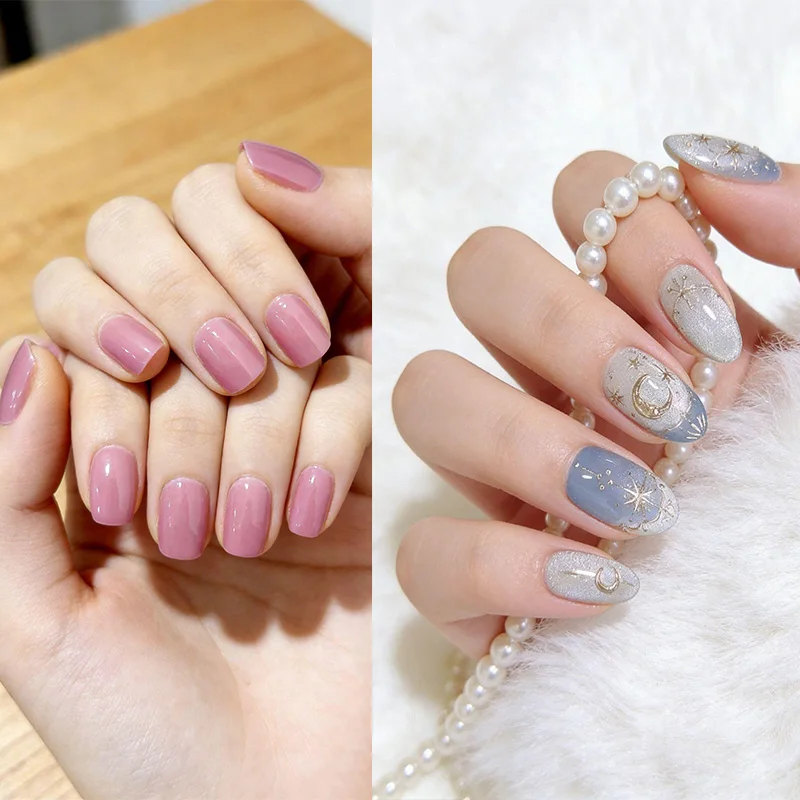 

24Pcs Nude Color Fake Nails Short Square Head Press on Nails Valentine's Day Full Cover False Nails Tips