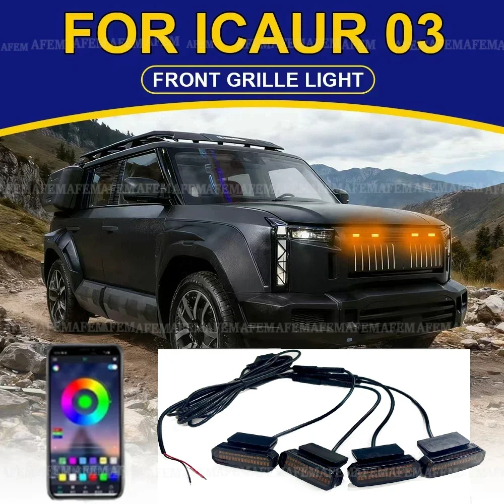 LED Front Grille Light FOR ICAUR 03 Car Daytime Running Light Wheel Eyebrow Lamp For Pickup Offroad 12V
