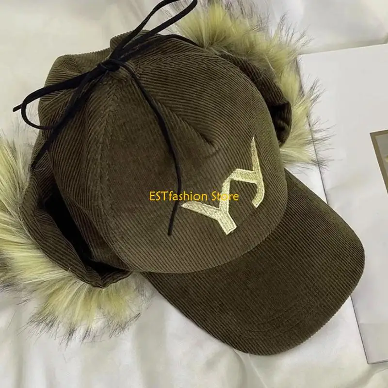 Y5GC في الهواء الطلق الشتاء إيرفلاب قبعة المرأة الأزياء سروال قصير قبعات البيسبول ارتداء اليومي قبعة
