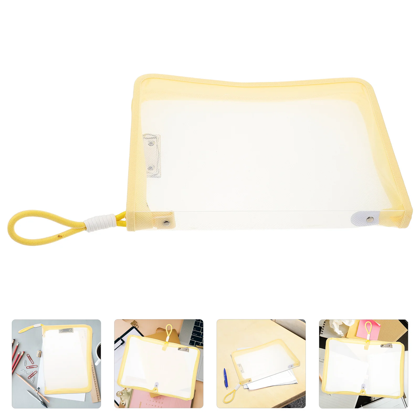 

Waterproof File Bag Aesthetic School Supplies Yellow Plastic Zipper Organizer Man