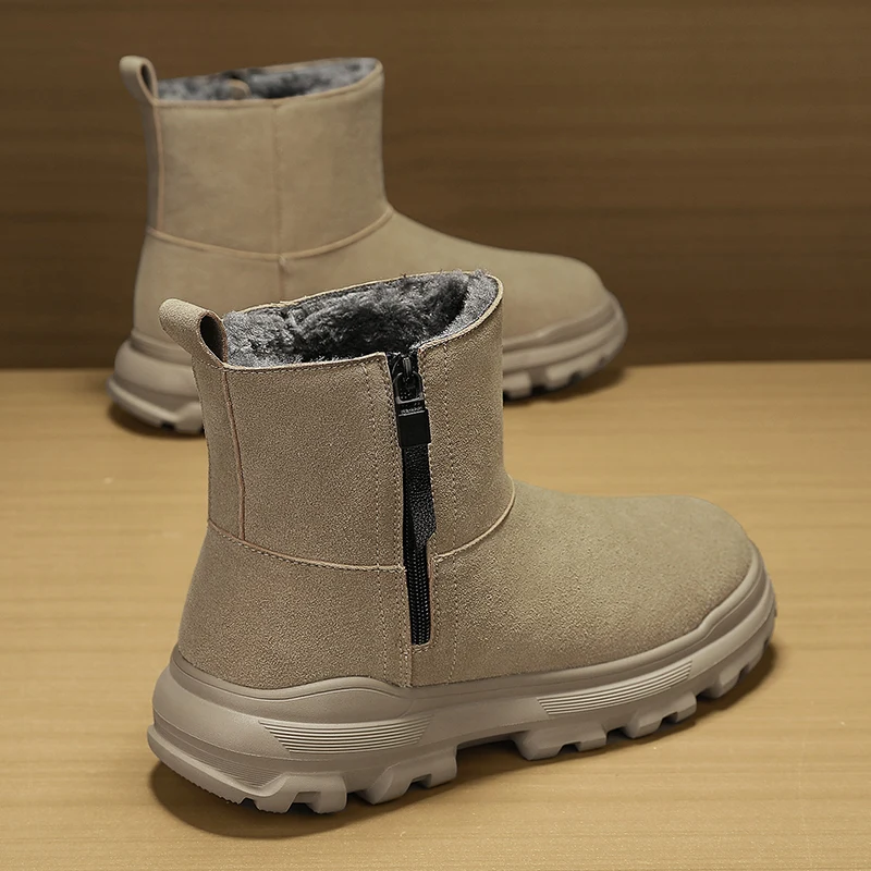 Italian Brand Men's ankle boots Workwear High Top Shoes Thick Soled Wear-resistant Street Motorcycle Boots Men's Cotton Shoes