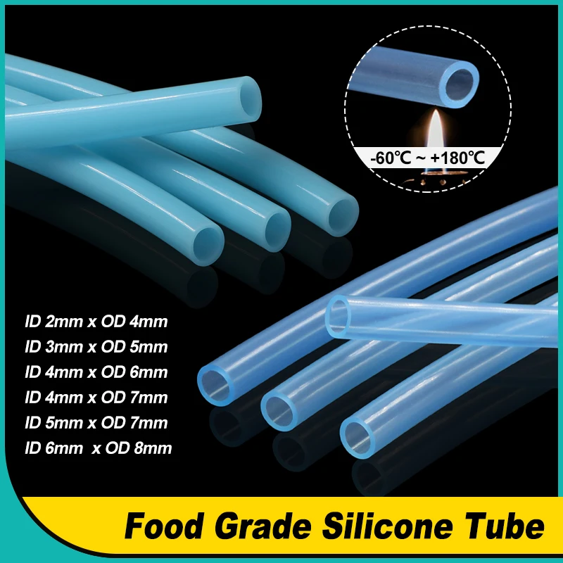 

Lake Blue Sky Blue Silicone Tube 2x4mm 3x5mm 4x6mm 4x7mm 5x7mm 6x8mm Soft Hose Food Grade Nontoxic Tasteless Drink Water Pipe
