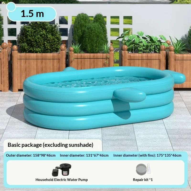 カクレクマノミ柄の子供用インフレータブルプール、幼児用スプラッシュプール、屋外サンキャノピー付き、持ち運び可能、簡単設置、耐久性のあるPVC製ホットタブ（屋外用）