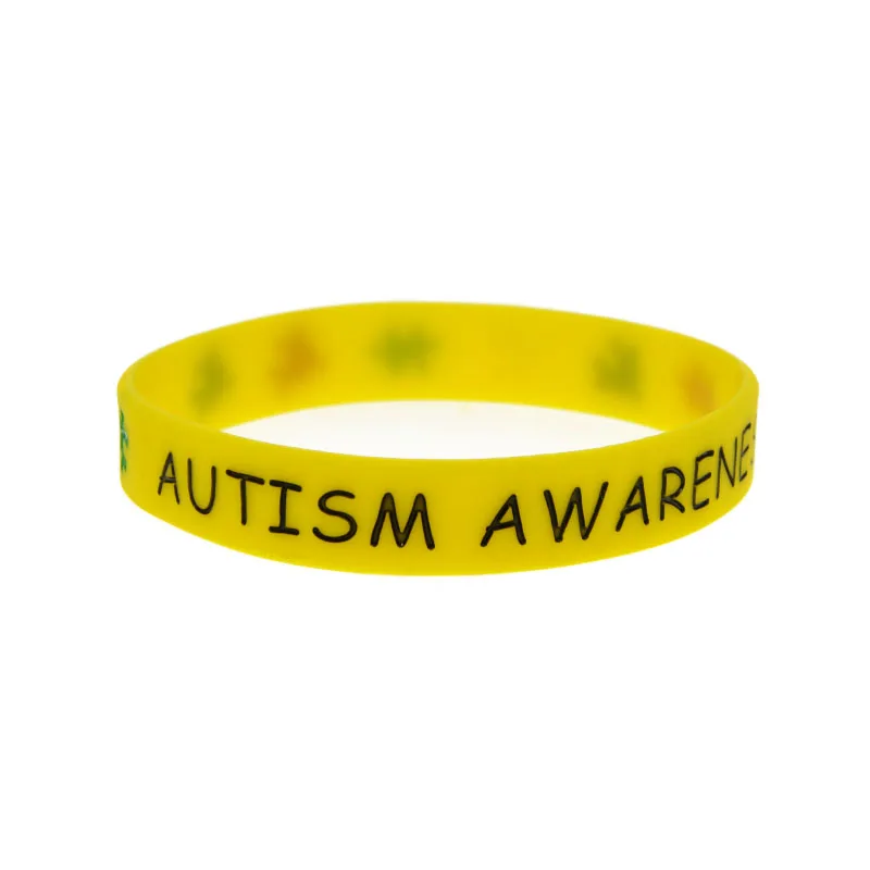 50 Pcs AUTISM AWARENESS LOVE ACCEPT UNDERSTAND Silicone Bracelet Inspirational Rubber Wristband Adult Size 4 Colors