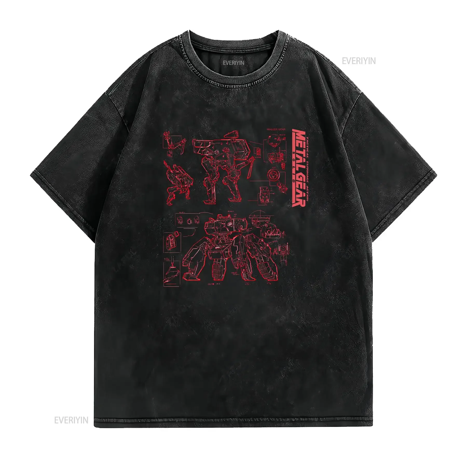 Metal Gear Solid T Shirt Walker Concept Art Phantom Pain  vintage Washed Unisex Soft fashion designer clothes Casual Stylish