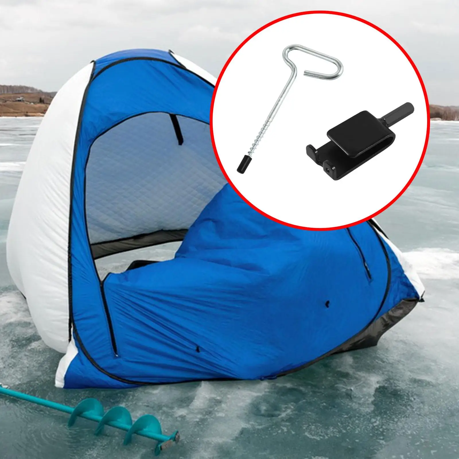 Ice Anchor Drill Adapter Ice Anchor Tool Tent Nails Pegs for Setting up Ice Fishing Shelter Tent Portable for Ice Tent Stakes