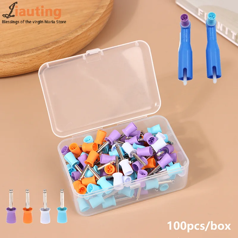 100Pcs/Box Dental Prophy Brush Tooth Polishing Brushes Latch Screw Type Nylon Bristle Brush For Stain Removal And Polishing