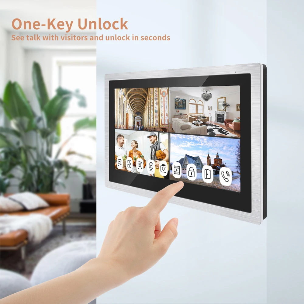 Tuya DVR 1080P smart home Doorbell 10 inch Video Intercoms For Control System WiFi Video 4 independent screens IC card unlocking