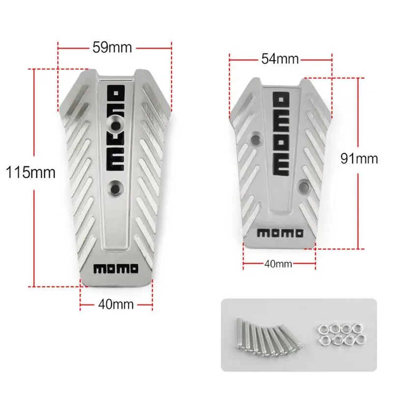 3PCS/Set MOMO Style Universal Manual Brake Pedal Foot Pedal Non-Slip Black Blue Silver Sport Racing Pedals Manual Transmission
