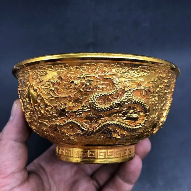 

Antique Gilded Carved Dragon and Phoenix Bowl Home Crafts