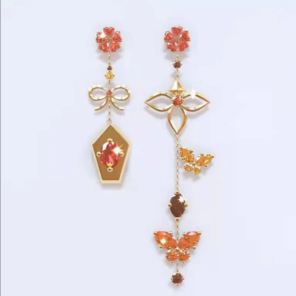 أنيمي لعبة Genshin تأثير Zhongli Keqing منى تأثيري الدعائم أقراط ياردروب موضة خمر مجوهرات اكسسوارات هدية