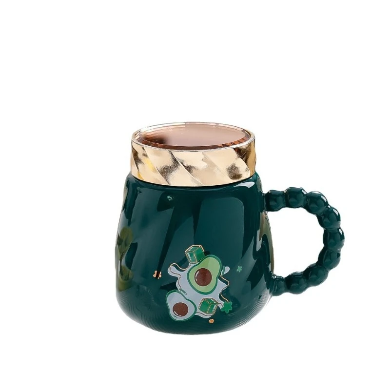 

ins wind cute with lid mug couple ceramic water cup office high value