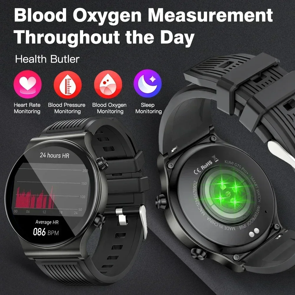 ساعة ذكية KUMI GT5 Pro+ بشاشة 1.39 بوصة عالية الدقة 270+ قرص رائع 20 يومًا في وضع الاستعداد الطويل ومكالمات بلوتوث IP68