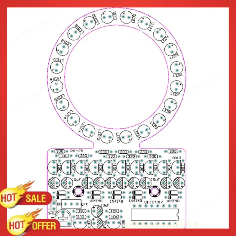Lámpara Led de agua con gradiente de anillo B47C CD4017, Kit electrónico Diy, piezas de producción de soldadura divertidas para entrenamiento y enseñanza