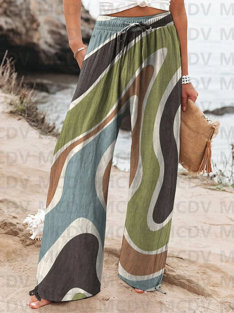 

Women's Ripple Printed Linen Casual Pants 3D Printed Women's Casual Pants