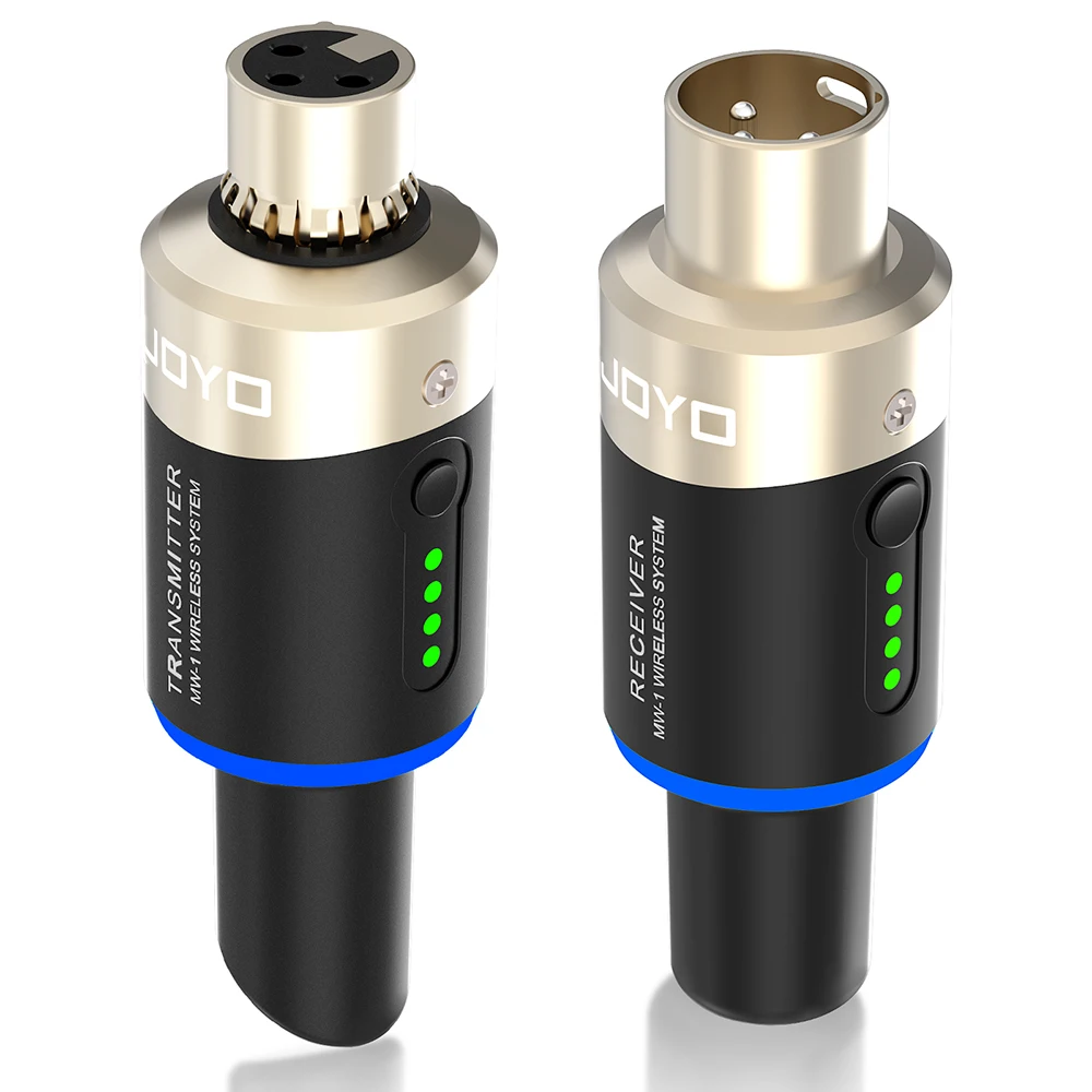 Беспроводная микрофонная система JOYO MW-1 5.8ГГц, 4 канала, XLR-передатчик и приемник, задержка 5 мс, для динамических и конденсаторных микрофонов, студийная