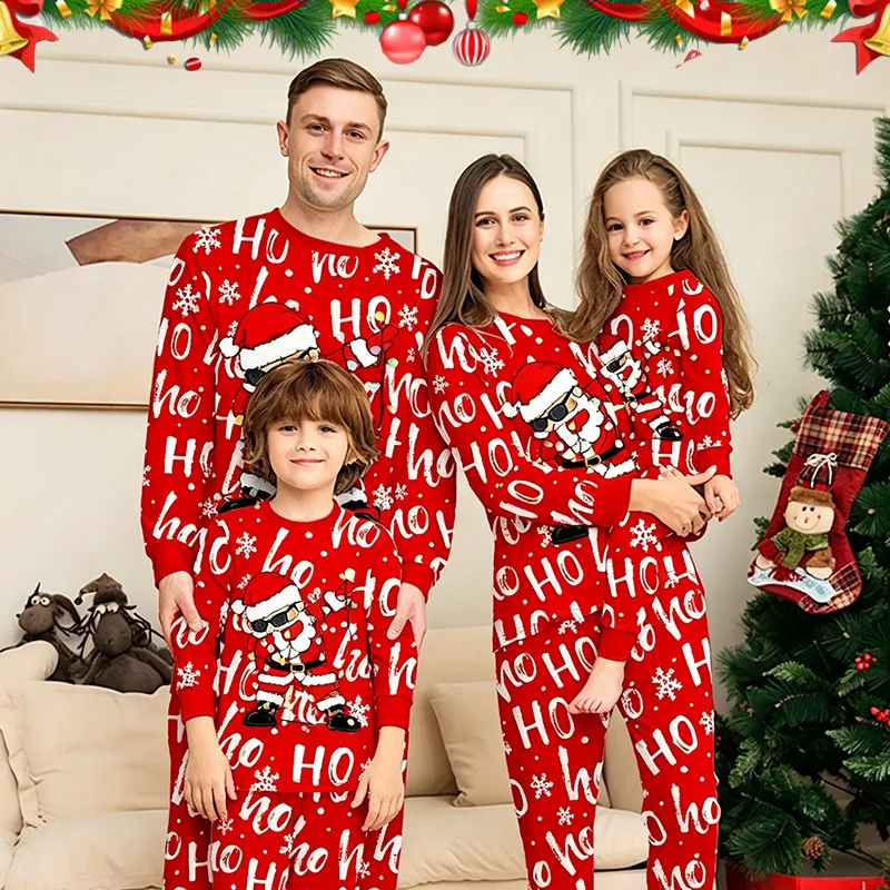 Christmas Family Pajamas Matching Outfits Set Deer Printed 2026 Xmas Family Look Same Adult Kids Mother Daughter Pyjamas Clothes