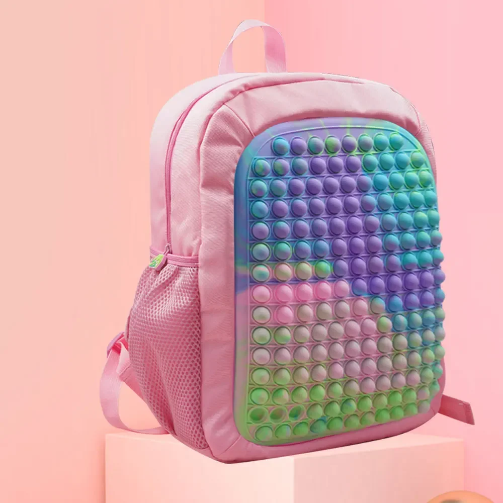 Pop sua mochila para o bebê meninos meninas empurrar bolha fidget brinquedos alívio do estresse anti-stress squishy anti-stress schoolbag crianças