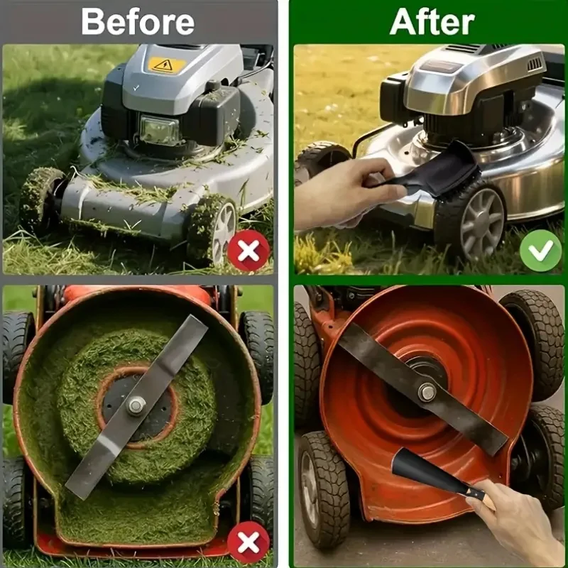 Kit di pulizia per tosaerba in confezione da 2 |   Raschietto e spazzola efficienti Struttura metallica aggiornata, ergonomica per la manutenzione professionale del prato