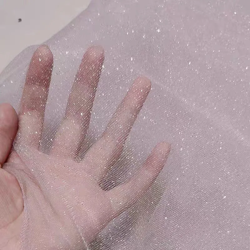 Silver Glitter Soft Tulle Fabric Bridal Veil Wedding Dress Material for Photography Backdrop Accessories