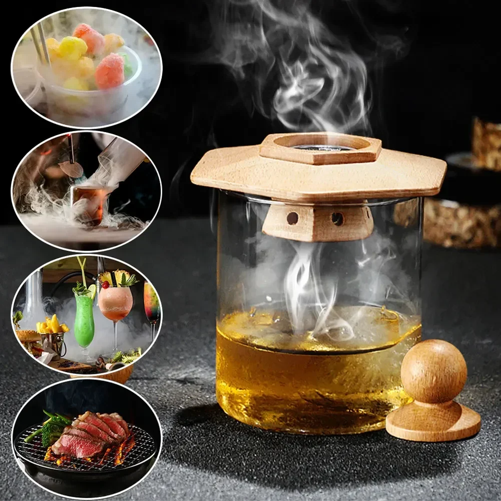 Wooden Cocktail Smoker For Whiskey Alcoholic Drinks Whiskey Smoked Wood Hood Smoker For Bar Drinks Kitchen Bartender Tools