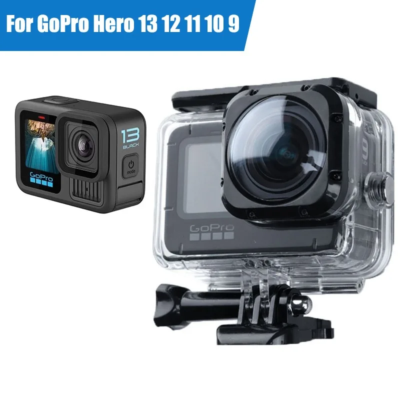 Waterproof Case For GoPro Hero 13 12 11 10 9 Underwater Diving Housing Cover Protective Frame Mount GoPro Camera Accessories