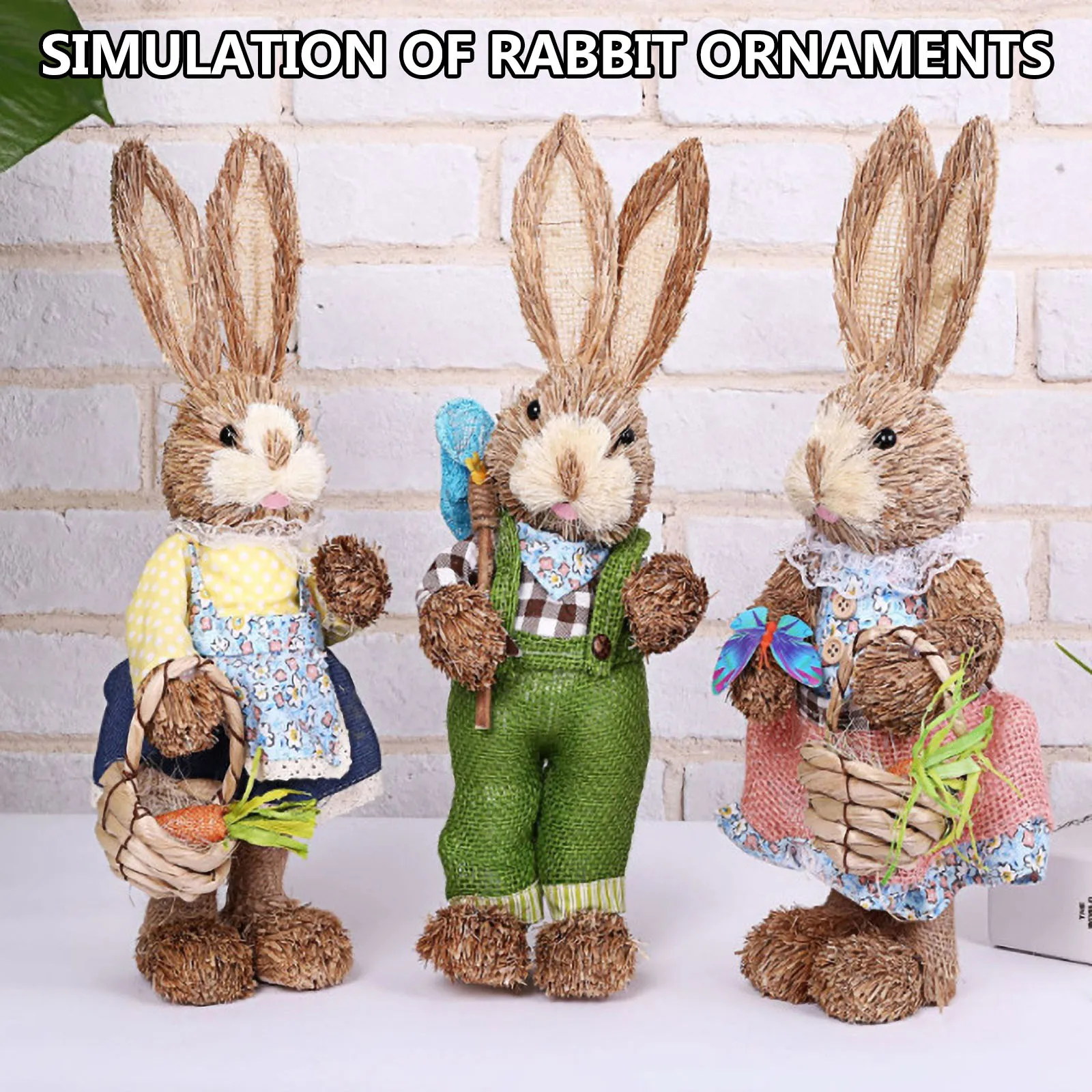 Wielkanoc 2024 Easter Simulation Bunny Home Garden Bunny Decoration Creative Straw Bunny