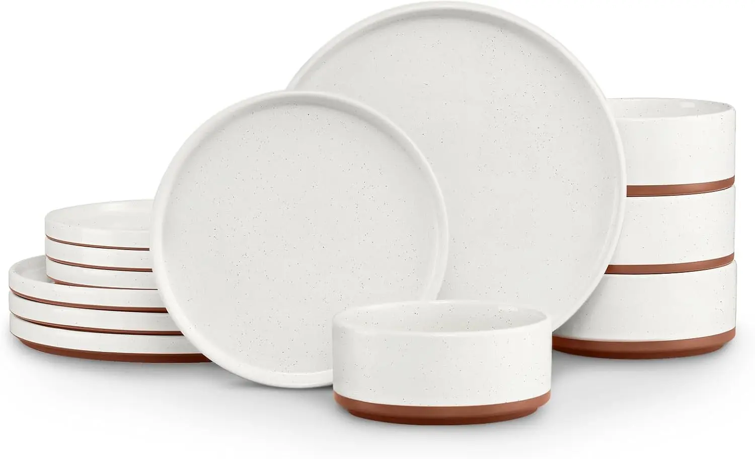 

Plates and Bowls Sets, 12 Pieces Stoneware Dinnerware Set for 4, Modern Kitchen Dinner Set Ceramic