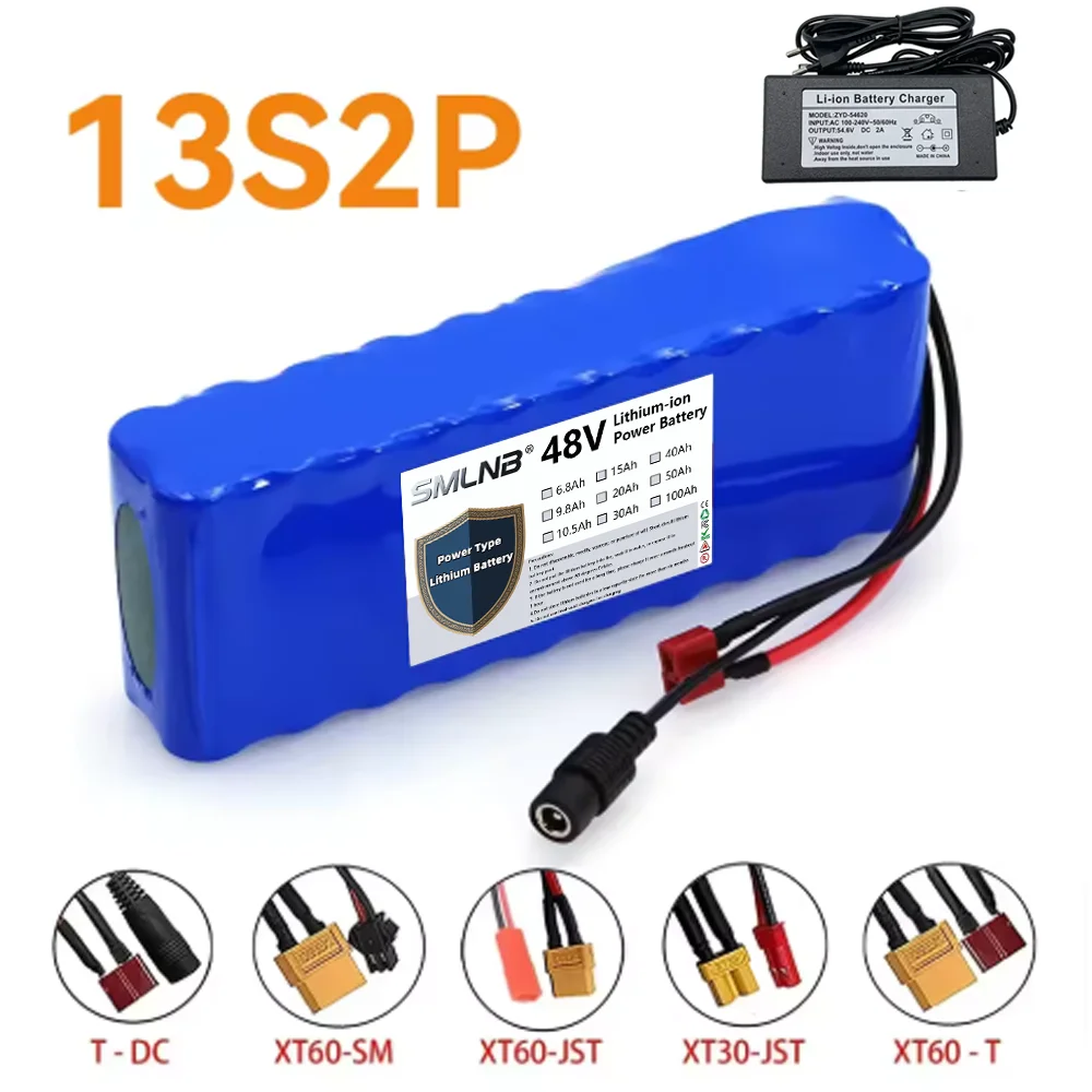 13S2P 48V 100Ah High Power 18650 Battery Electric Vehicle Electric Motorcycle DIY Battery with BMS + 54.6V 2A Charger