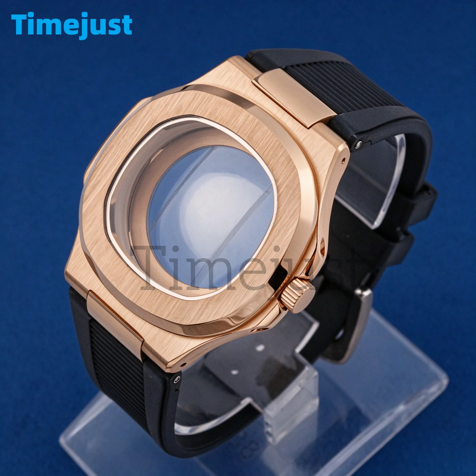 40mm Mod Nautilus Square Watch Case Sapphire Glass Fit Seiko NH35 NH36 NH38 Automatic Movement 30.5mm Dial Rubber Strap