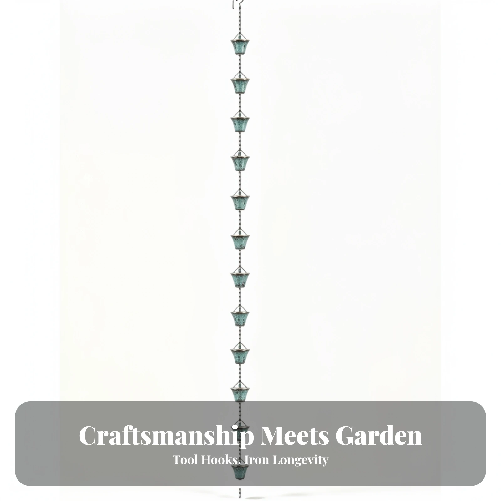 Rain Chain with Mesh Cup Catchers Decorative Rain Chain with Metal Cups Downspout Substitute Rust-Resistant for Patio, Courtyard
