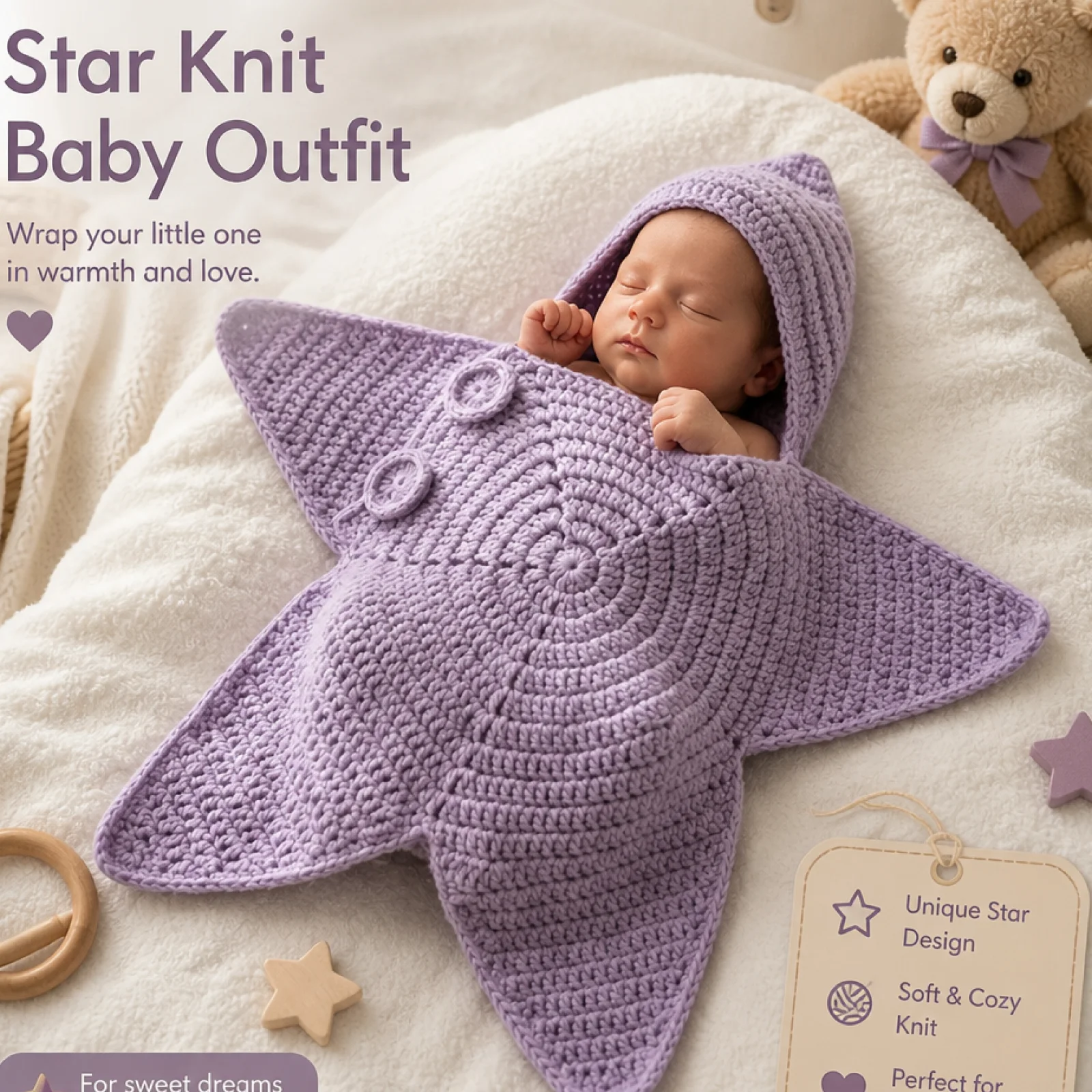 Hooded Celestial Doll Outfit With | Five-pointed tip Doll Garment, for Holiday Displays