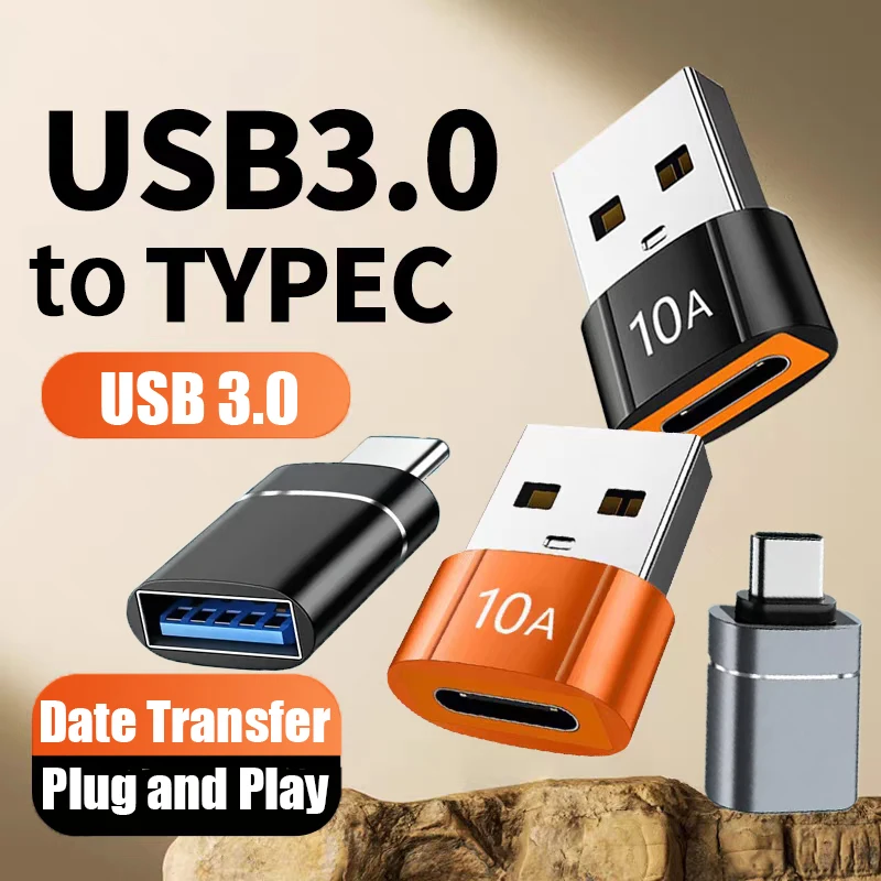 

10A OTG USB 3.0 To Type C Adapter TypeC Female to USB Male Converter Fast Charging Data Transfer For Macbook Xiaomi Samsung