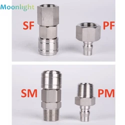 304 Stainless Steel C Type Self-locking Quick Pneumatic Fittings High Pressure Coupling PF SF PM SM 20/30/40 Quick Coupler Plug
