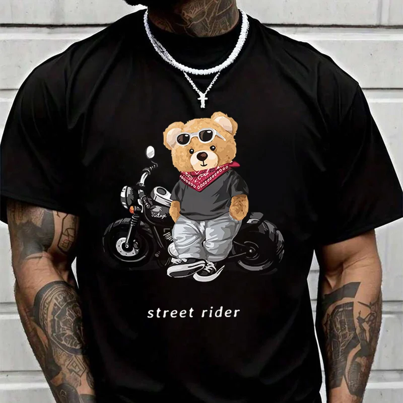 

Motorcycle Lovers Street Teddy Knight T-Shirt For Riders Men's And Women's Fashion Casual High Quality Round Neck Tshirt Tee