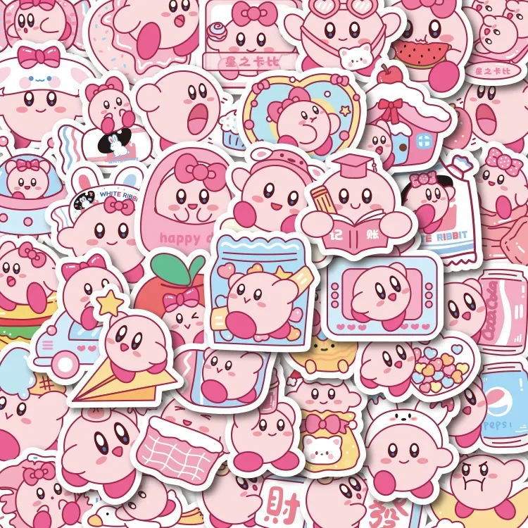 100PCS Cute Kirby Anime Cartoon Stickers DIY Car Motorcycle Travel Luggage Guitar Fridge Laptop Graffiti Funny Sticker Gift