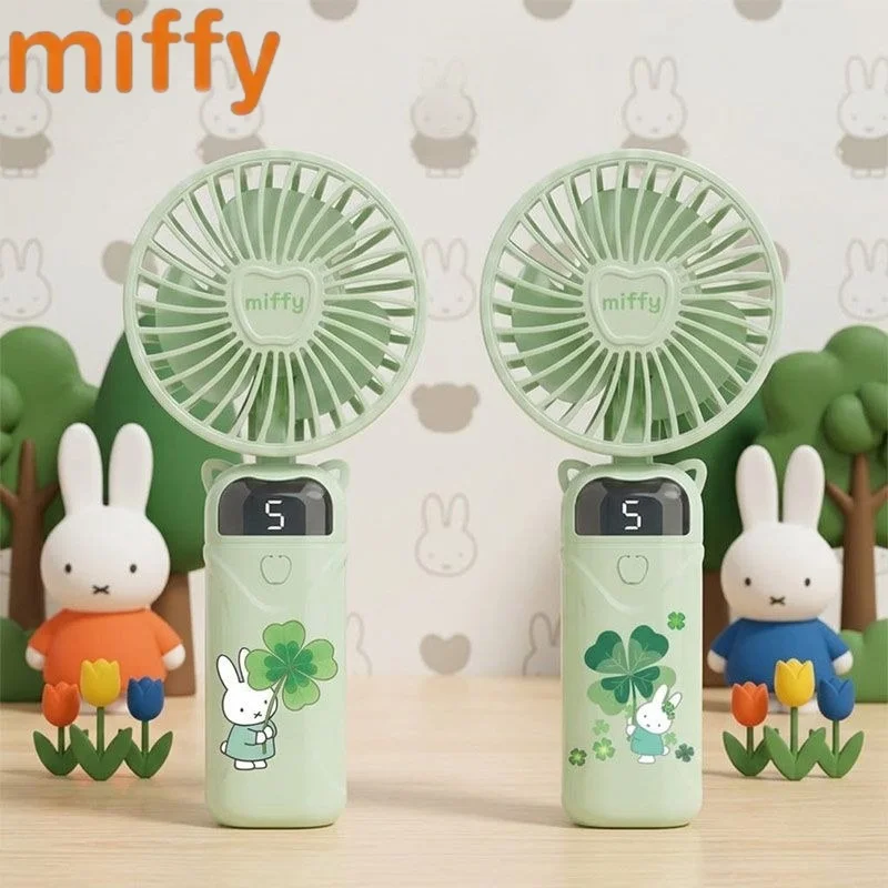 Creative Miffy Rabbit Sweet Cute Cartoon Pattern Accessories New Fashion Handheld Portable Foldable USB Rechargeable Mini Fan