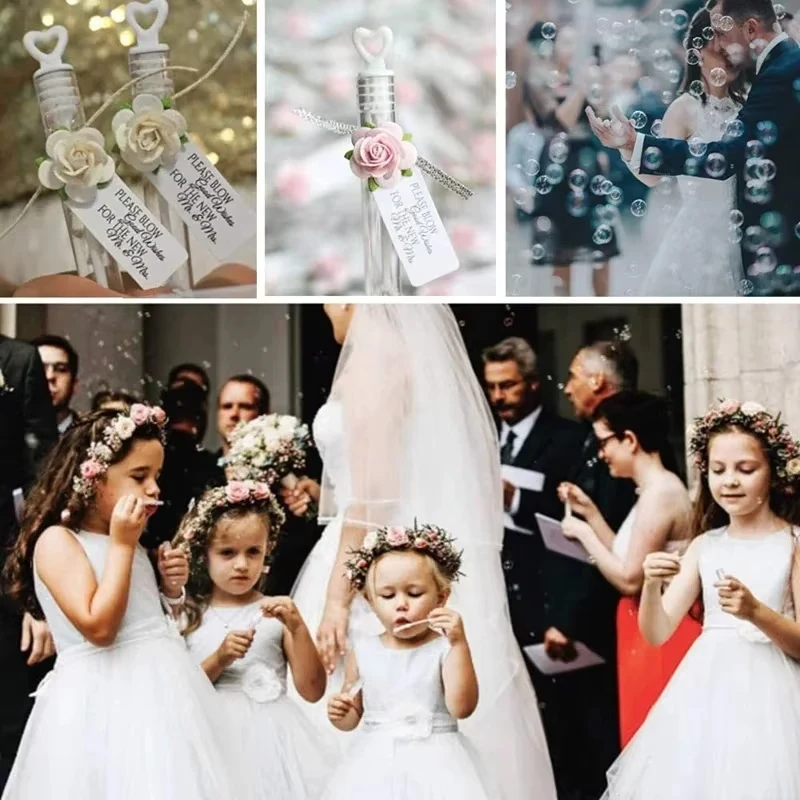 Lotti Love Heart Bacchetta Tubo Bottiglia di sapone a bolle Decorazione per feste di compleanno Regali per ospiti di nozze Doccia per bambini Giocattoli per bambini Bomboniera