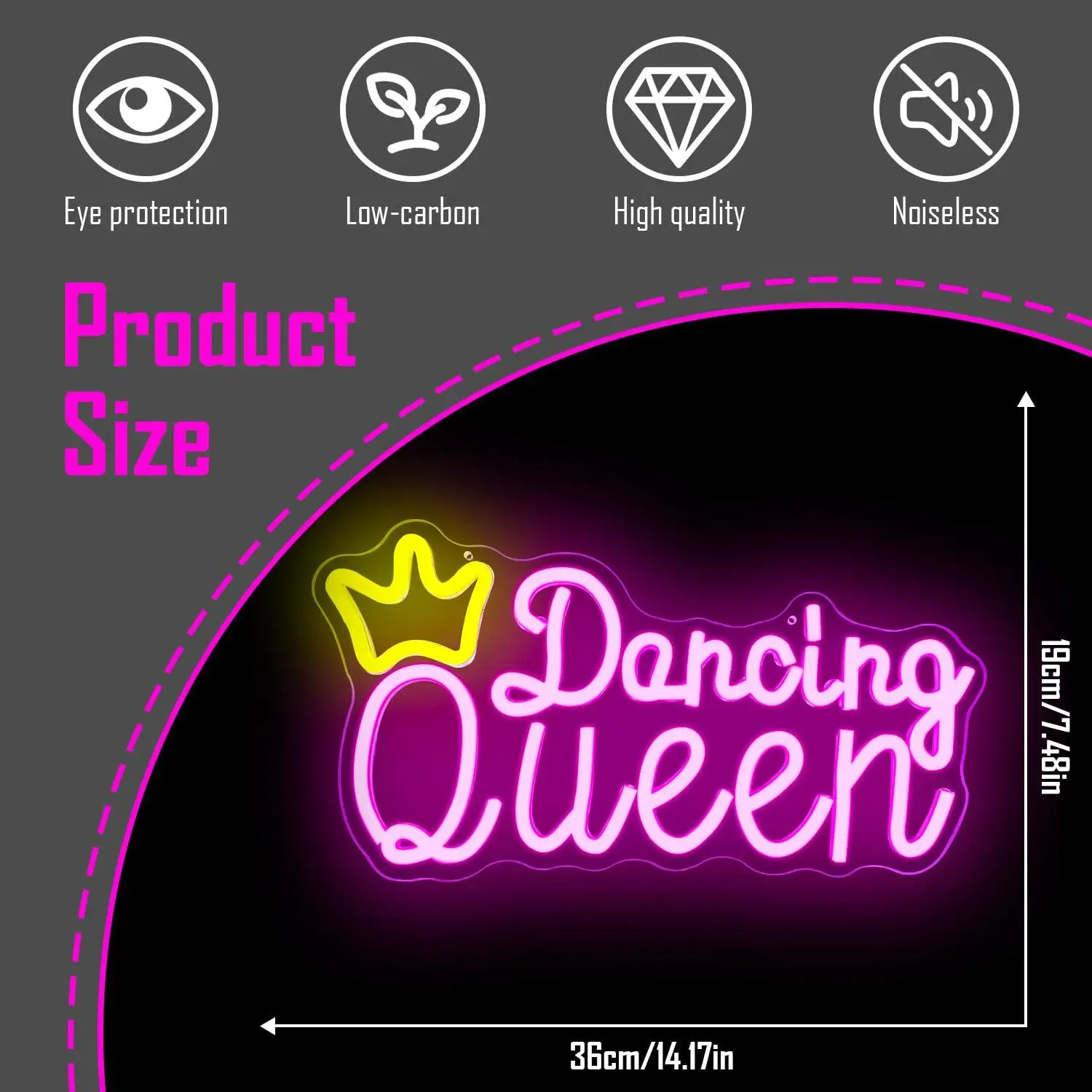 Dancing Queen Neon Sign USB Dimmable LED Light for Dance Studio Party Bar Girl Room Club Aesthetic Decor Gifts Night Light