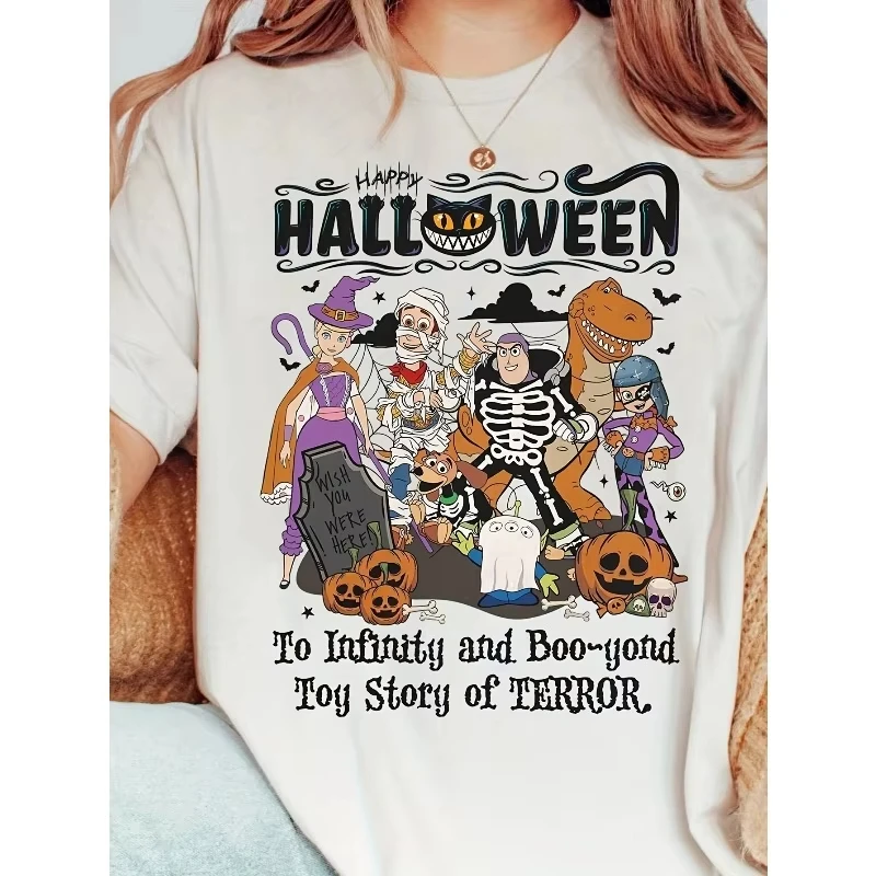 

MINISO Toy Story Halloween Creative Dress Up Cartoon TShirt Disney New Women Plus Size Holiday Gift Loose Casual ShortSleeve Top