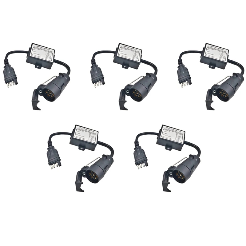 

5X US To Europe Trailer Light Converter 4 Way Flat Socket (American Vehicle) To 7 Way Round Socket (European Trailer)