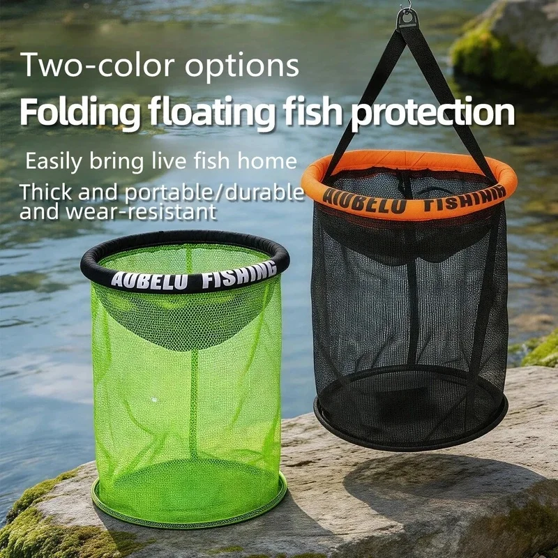 New Foldable Round Floating Fishing Basket Live Shrimp Cage Crab Trap for Stream Wild Fishing Beach Fishing Tackle