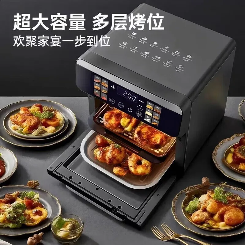 50L Large Capacity Smart Electric Oven, Household No-flip All-in-one Machine for Steaming, Baking and Frying