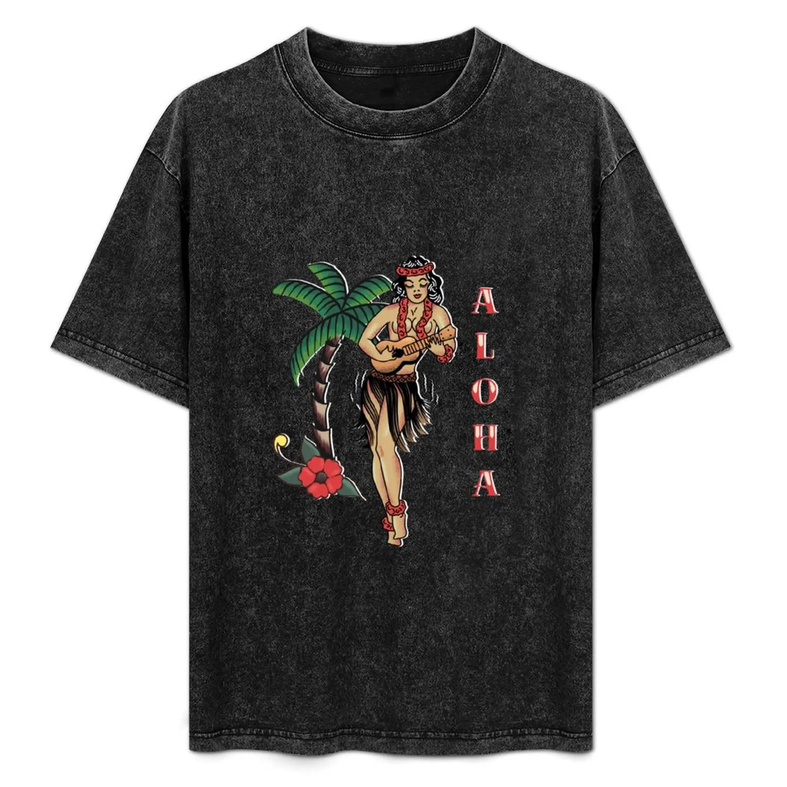 

Jerry Style Traditional Aloha Hula Pinup Girl In Hawaii T-Shirt Holiday Simple Tee Shirt
