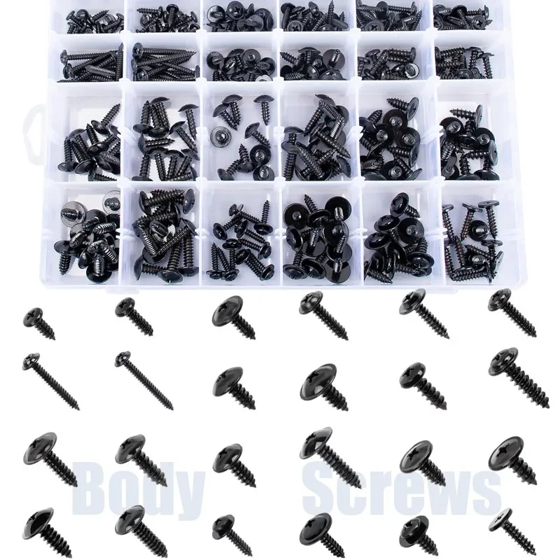 

270pcs Phillips Head Self Tapping Screw Washer Head Stainless Steel Screws Automotive Car Body Screw Assortment Kit #8#10#12#14
