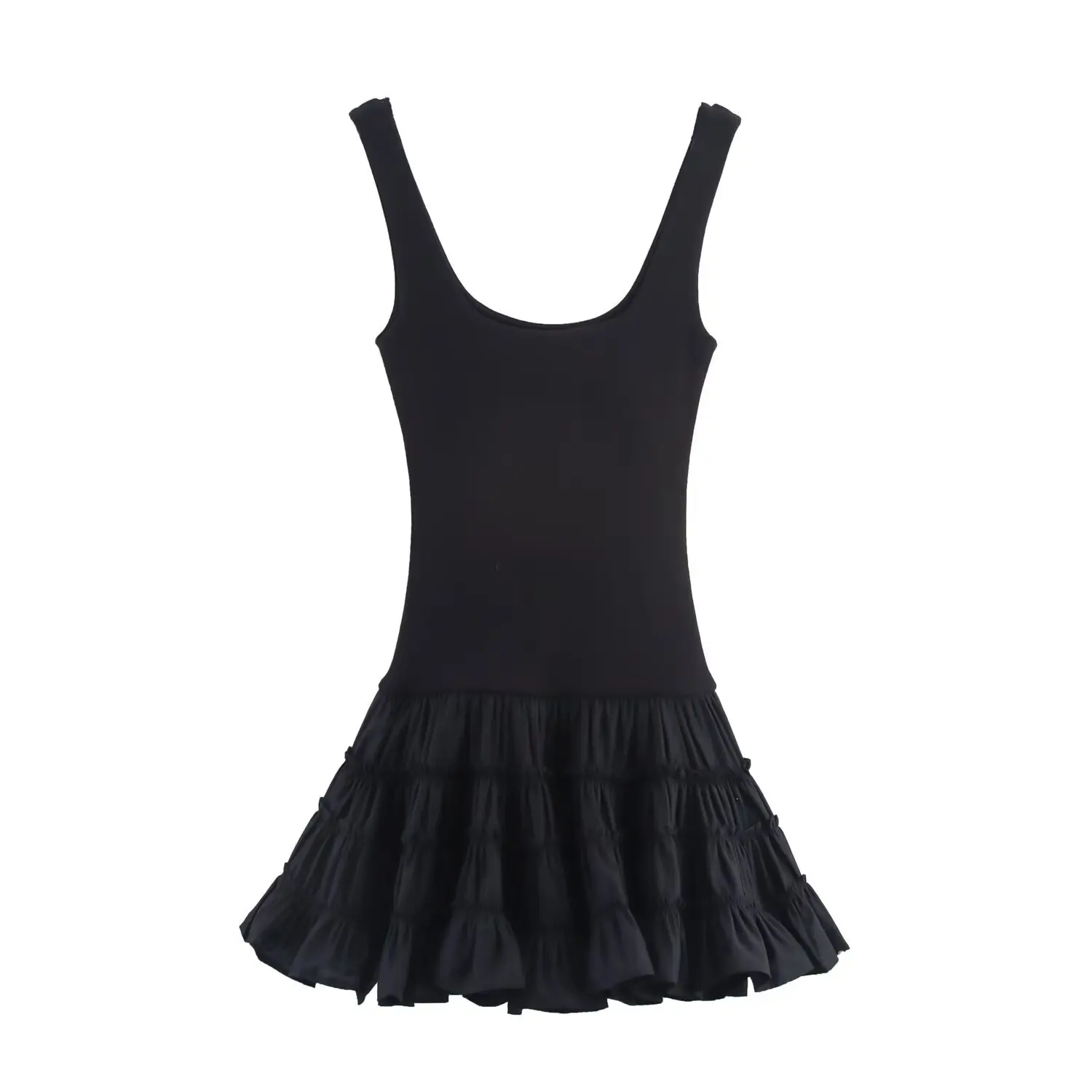Fashion Y2K Women's Sleeveless Mini Dress Summer Black Dress Sexy Club Wear Party Slim Fit Ruffles Ruffles Short Dress