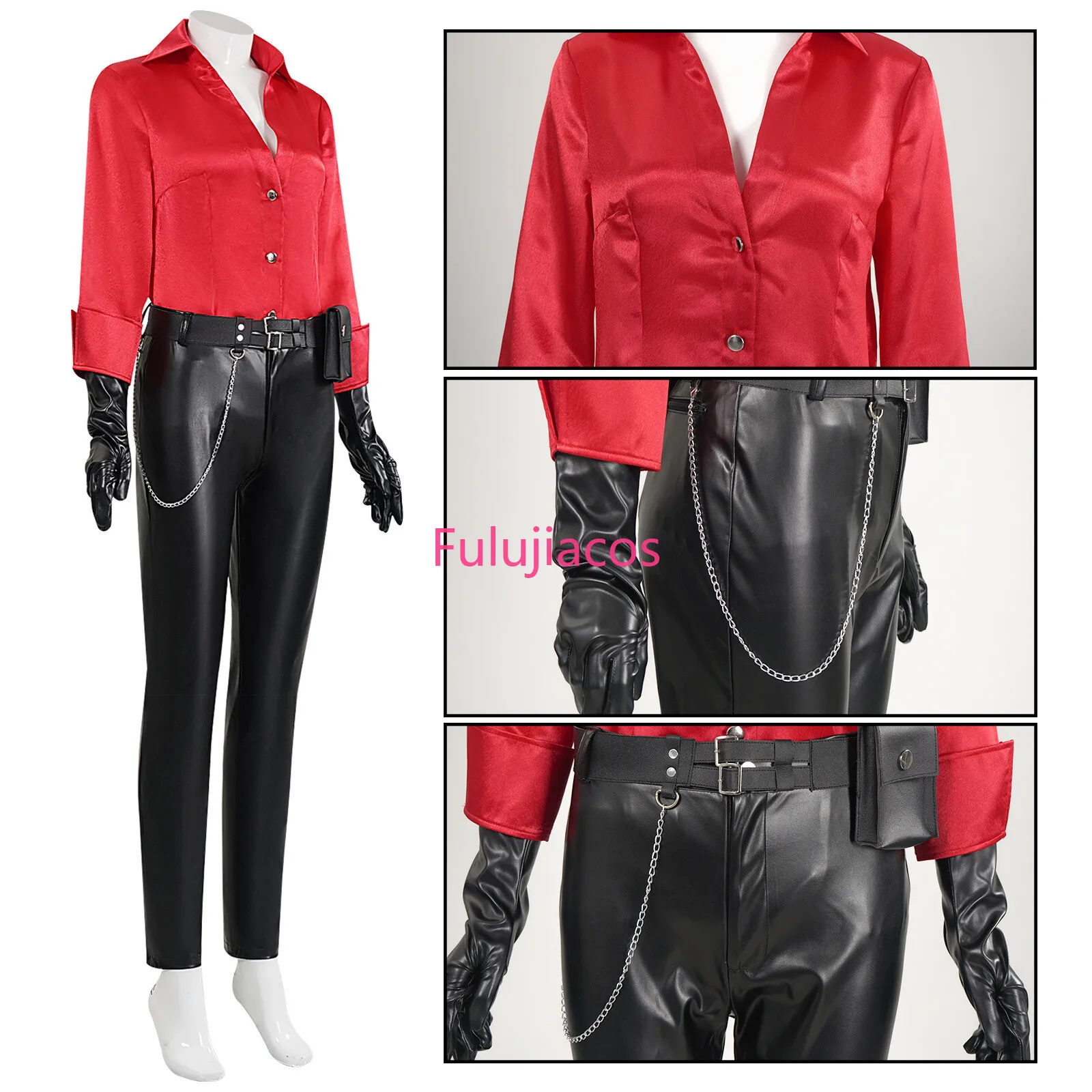 

Ada Wong Cosplay Costume Red Shirt Pants Outfit