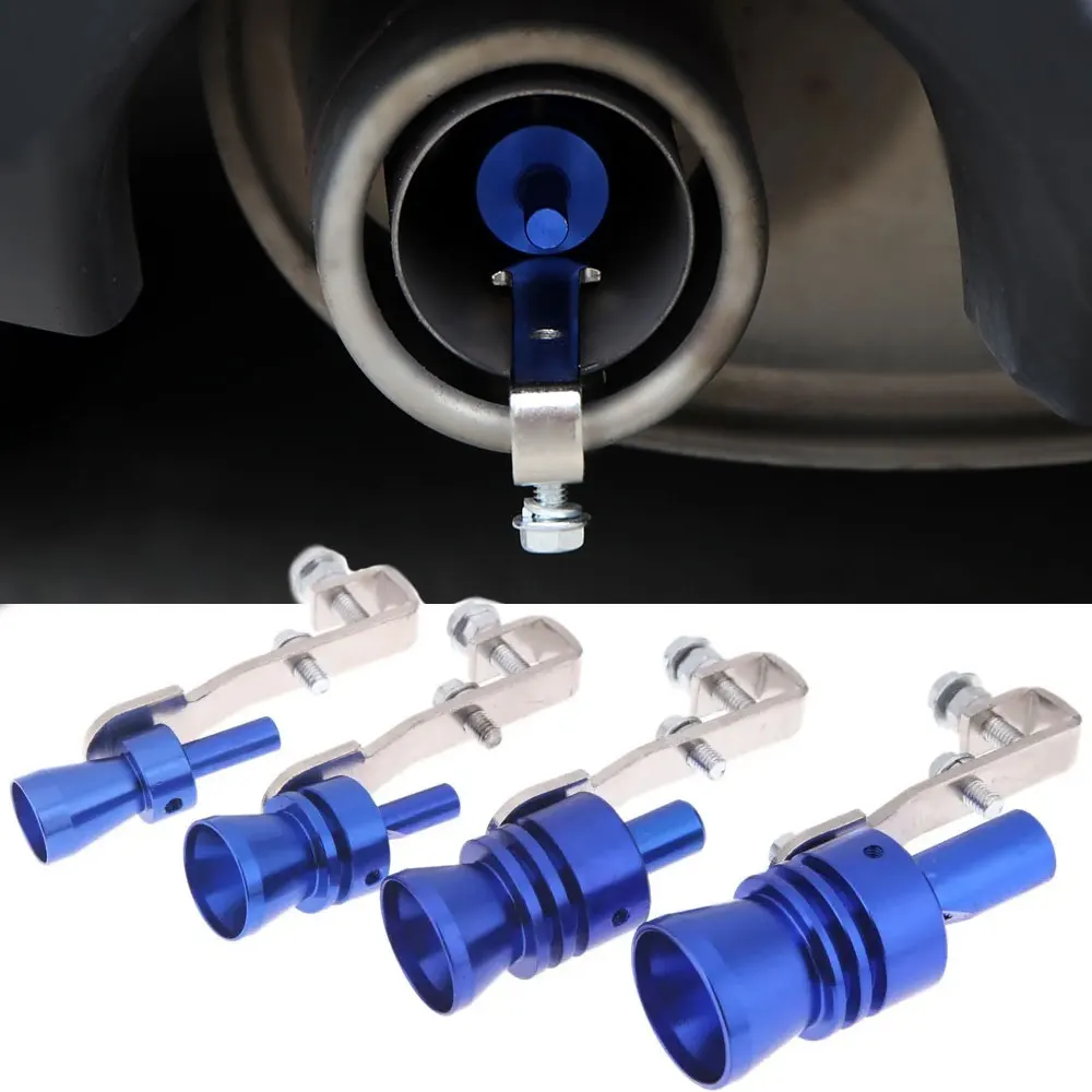 Motorbike Car Exhaust Fake Turbo Whistle Pipe Sound Muffler Blow Off Valve Bov S M L XL Size BLUE Universal Simulator Whistler