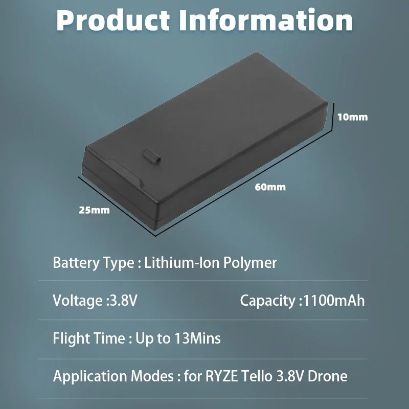 For DJI Tello Drone Battery 3.8V 1100mAh Rechargeable LiPo Cells RYZE Intelligent Aircraft RC Quadcopter Uav Parts Accessory