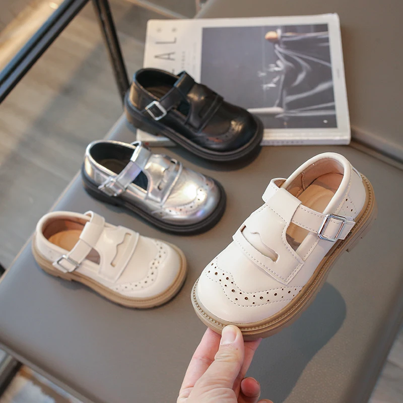 

Girls' Leather Shoes 2025 Spring/Autumn New British Style Retro Kid's Casual Shoes Non-slip Children's Shoes Plus Size 26-36